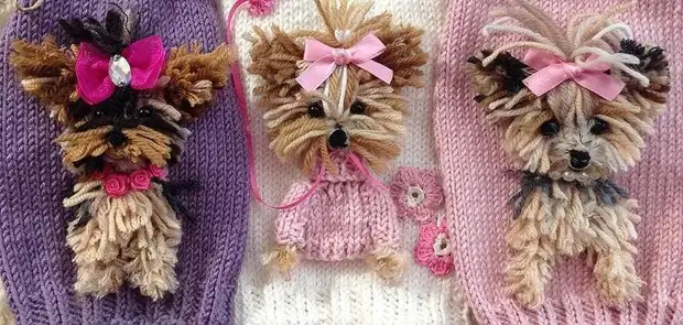 Cute Applique ji yarkshire Terrier Yarn