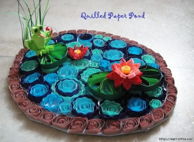 Quilling tekniğinde kağıt gölet. Çocuklar için oyuncaklar kendin yapar