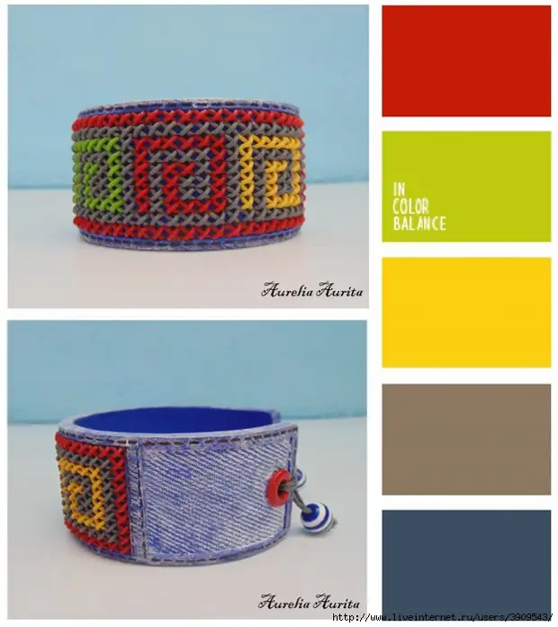 Bangles tare da embroidery da mosaic na polymer yumbu