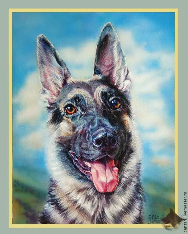 Draw a cheerful dog acrylic