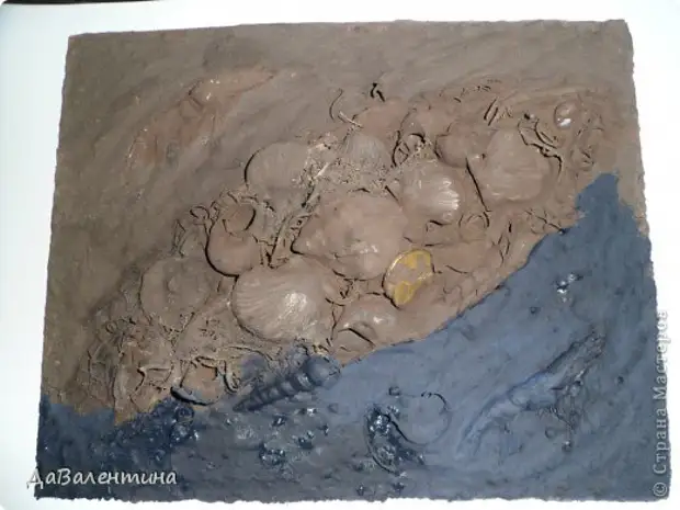 繪畫面板圖主班裝配拼貼在技術Terra大師海底用蝦材料天然硬幣照片11