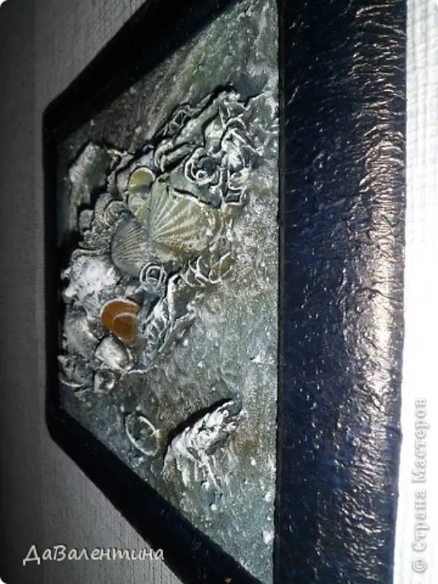 Slikanje Panno Slika Master Class Montaža Kolaž v Inženirski temperaturi Master Class Sea Don dna s kozico Material Natural Coin Foto 17