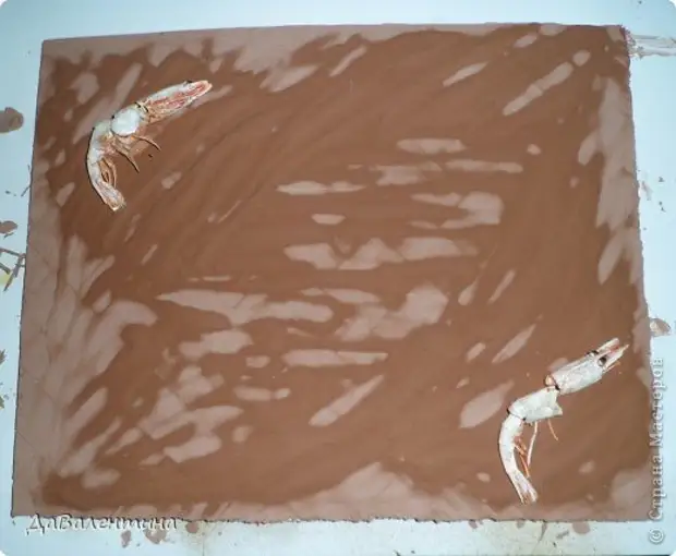 Dažymo skydelis piešimo magistro klasės surinkimo koliažas technika Terra Master Class jūros dugnas su krevetės medžiagos natūrali moneta nuotrauka 7