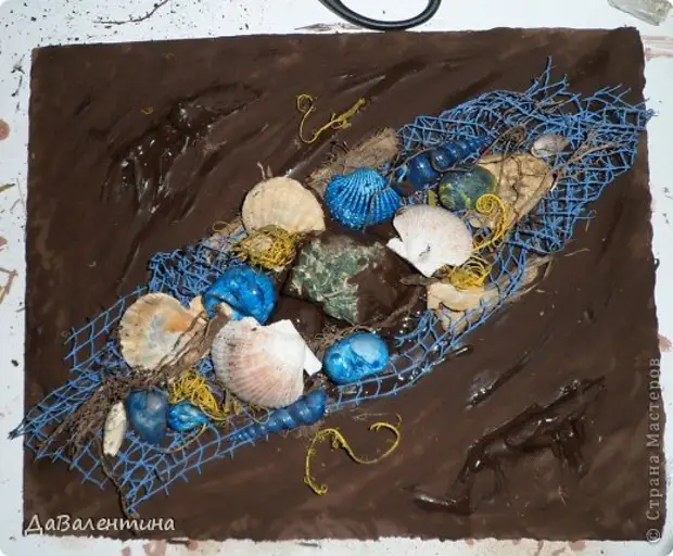 Tapyba Panno piešimo magistro klasės surinkimo koliažas technika Terra Master Klasės jūros dugnas su krevetės medžiagos natūrali moneta nuotrauka 9