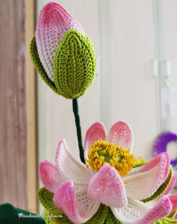 Bouquet de Lotus Crochet. Triki skemojn