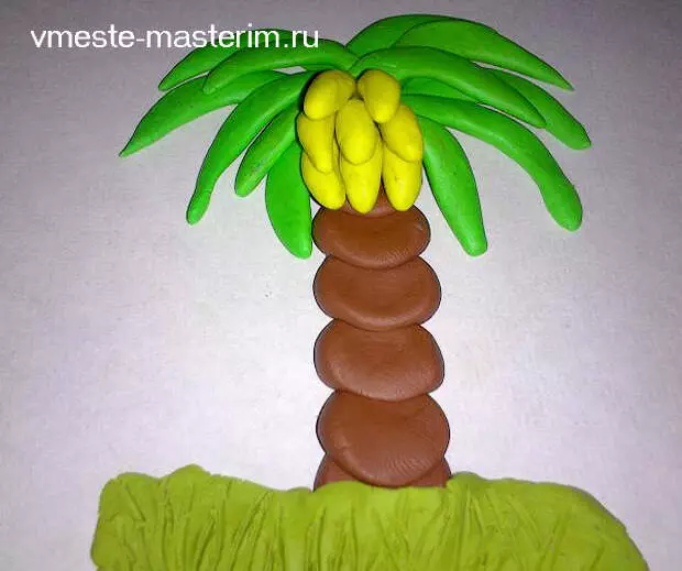 Teikna plasticine bulk lófa með banana