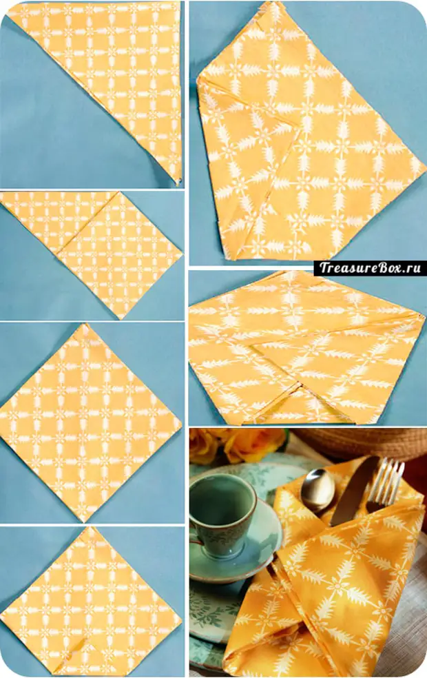 how to harvest the napkins on the table