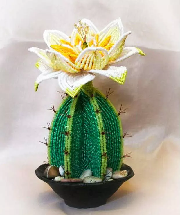 Indabyo ziva mumasaro, tekinike yubufaransa. Blooming Cactus