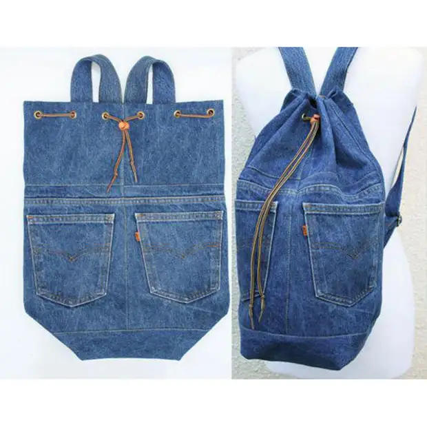 Second life of jeans in the image of cute handbags