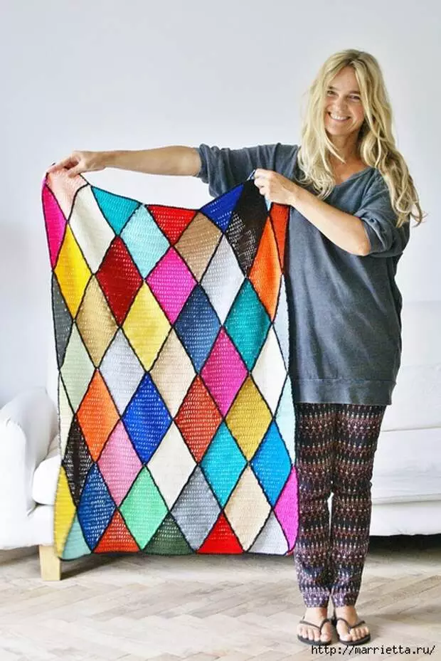 Plaid Crochet Multicolored Rhombami