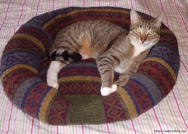 Cot kanggo kucing saka sweter lawas. Kelas Master (12) (700x501, 324kb)