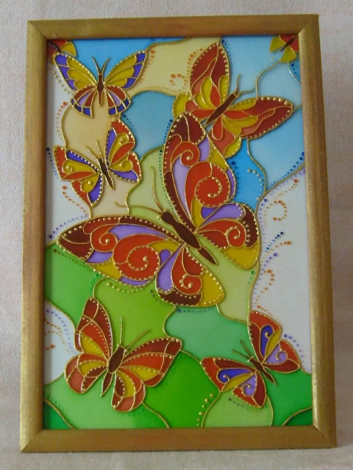 Бабочки витражными красками