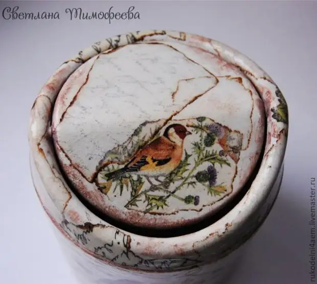 Decoupage en plásticos: decorar o cubo de plástico do 