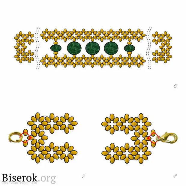 ოქროს ერთად emeralds bead საყურეები