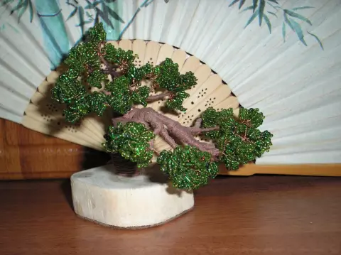 En miniatyrkopia av bonsai av pärlor.