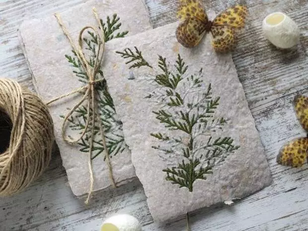 Create a postcard from waste paper with botany