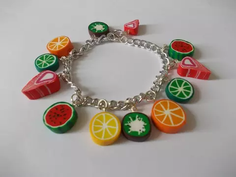 Polymer clay bracelets.