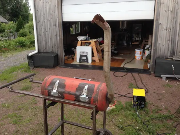 Homemade Barbecue Barbecue fan 'e gasballon nei it lân