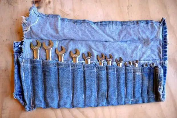 Cik veci džinsi šūt vienkāršu rīka vāku