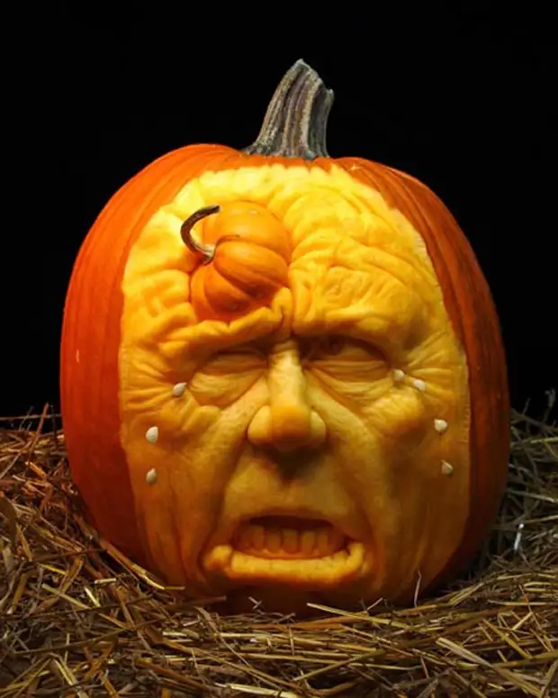 Pumpkin carving (carving) or masterpieces for Halloween