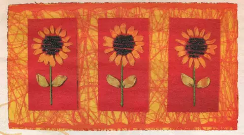 Broderie ak riban: "Sunflowers"