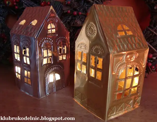 Glowing houses for New Year holidays.