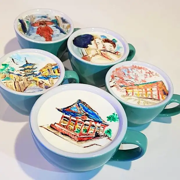 Kafijas māksla Barista no Korejas: trausls un skaists krēms māksla