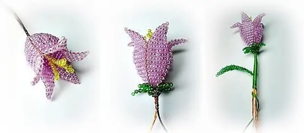 Bouquet af blide klokker fra perler med egne hænder