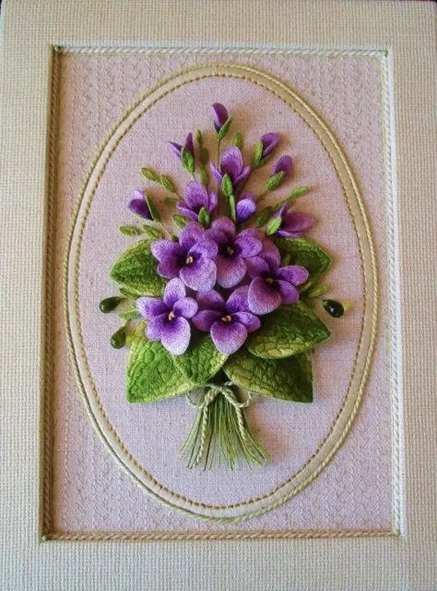 Embroidery on a wire frame