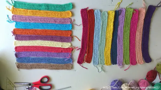 Kreye bagay sa yo soti nan interswanted knitted bann koulè