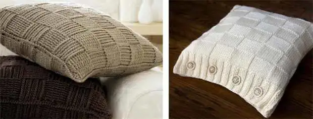 Ang mga PiloWas sa Pillowcases sa mga pilak sa Sofa nga adunay mga knitting nga dagum