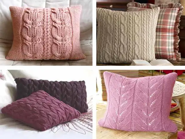 Knitted sak zòrye sou zòrye sofa ak zegwi trikote