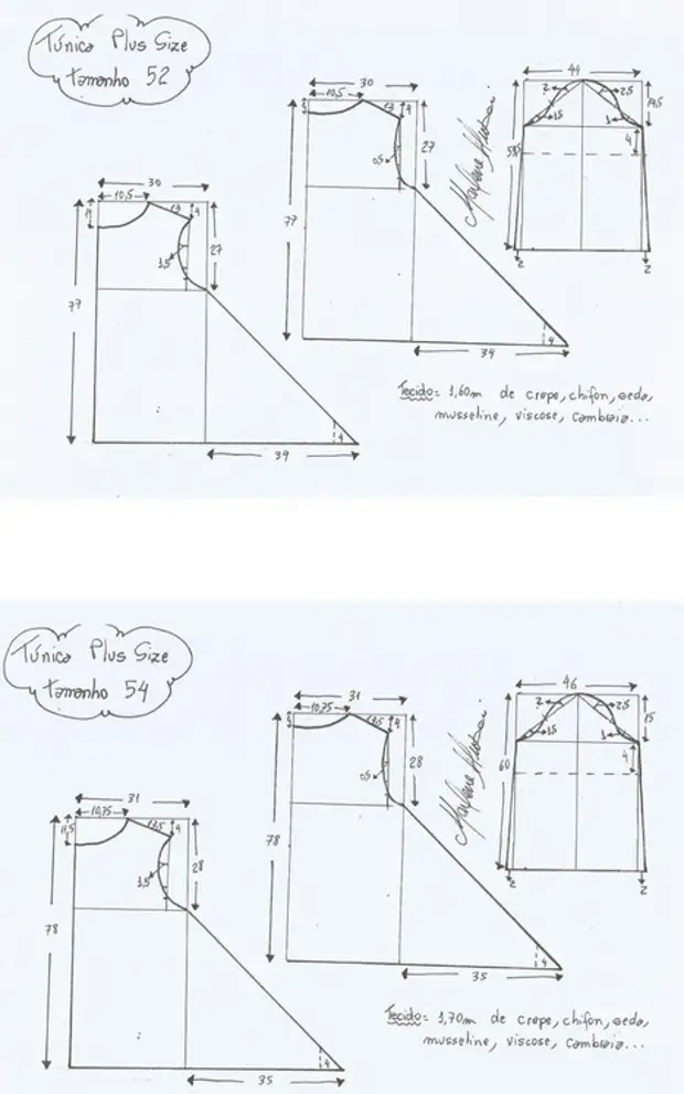 Шаблони на туника од било која големина - шиење брзо и лесно