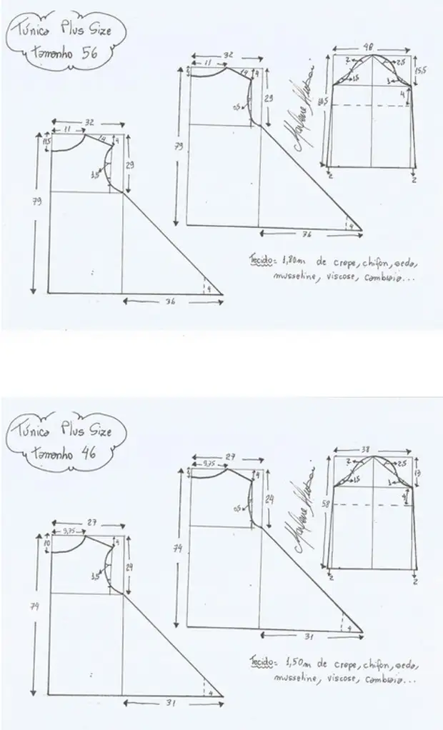 Patrones de una túnica de cualquier tamaño: coser rápido y fácil