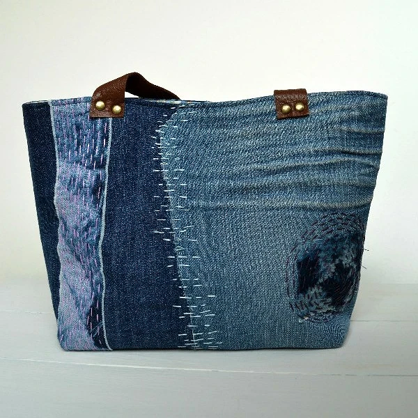 Idee: sac de denim cu broderie în spiritul lui Sashiko