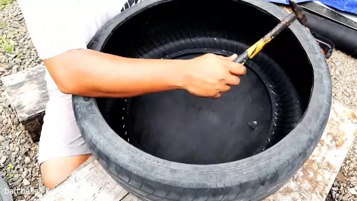 How to make a water tank from the old tire