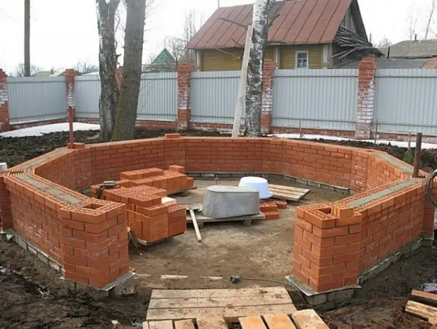 La femme aime cuisiner dans l'air frais, alors je lui ai fait une surprise: construit une cuisine d'été en brique rouge. Photo avant et après