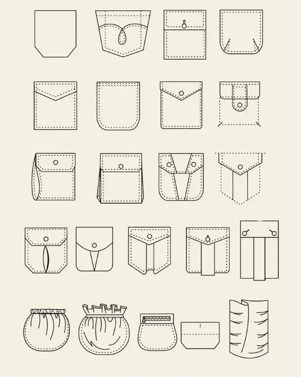 A huge number of ideas of the most different forms of pockets 0
