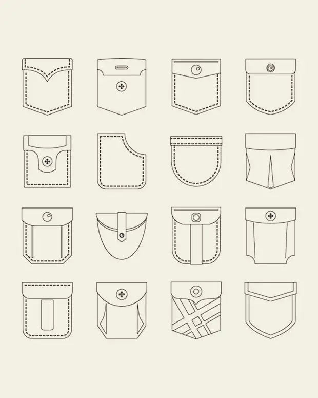 A huge number of ideas of the most different forms of pockets 1