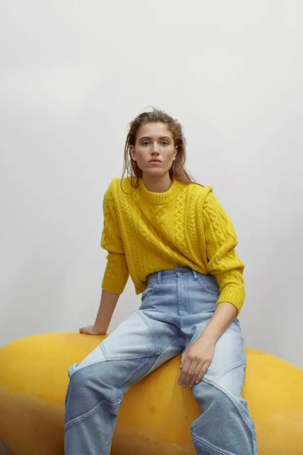Choose a color for knitted jumper. Yellow - not only for children
