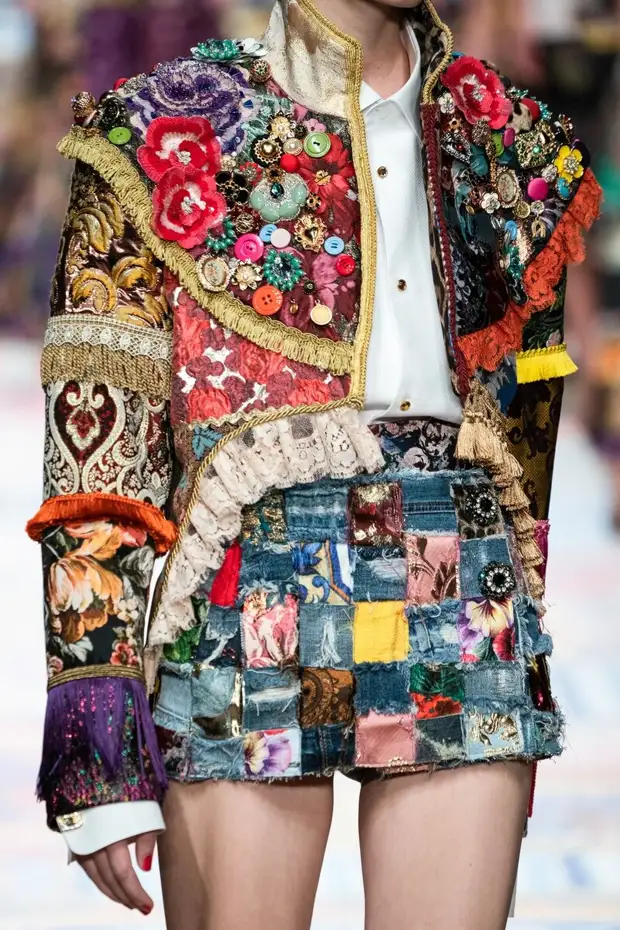 Patchwork ji Kutur-Awesome needlevork di berhevoka New Dolce & Gabbana de