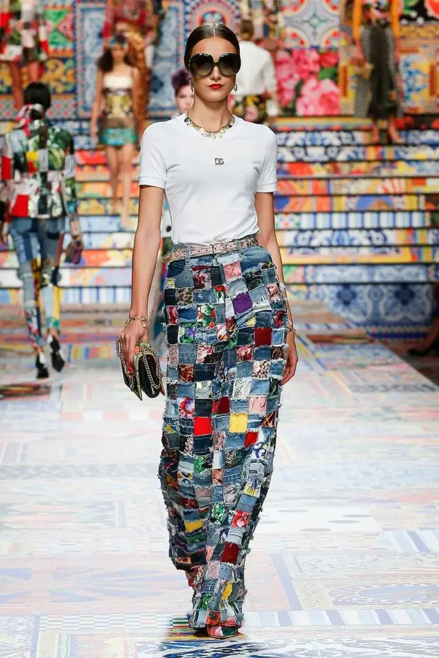 Patchwork ji Kutur-Awesome needlevork di berhevoka New Dolce & Gabbana de