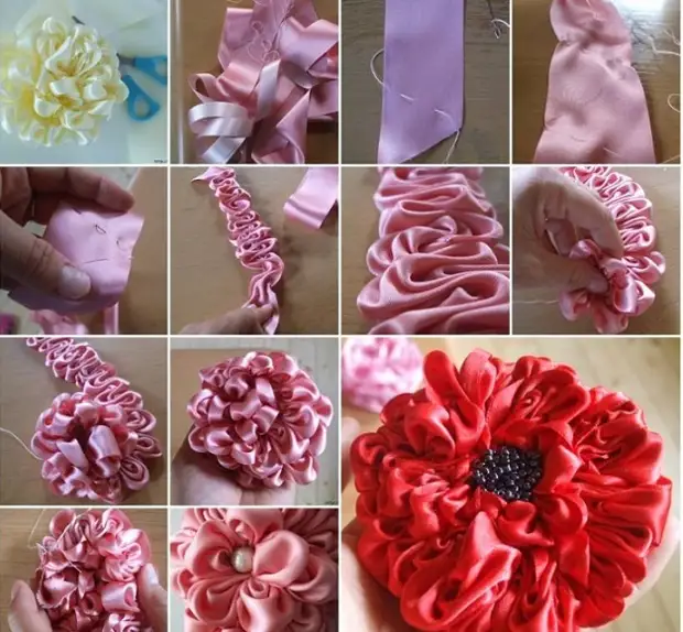 Simple and beautiful way to make flowers from tapes 4