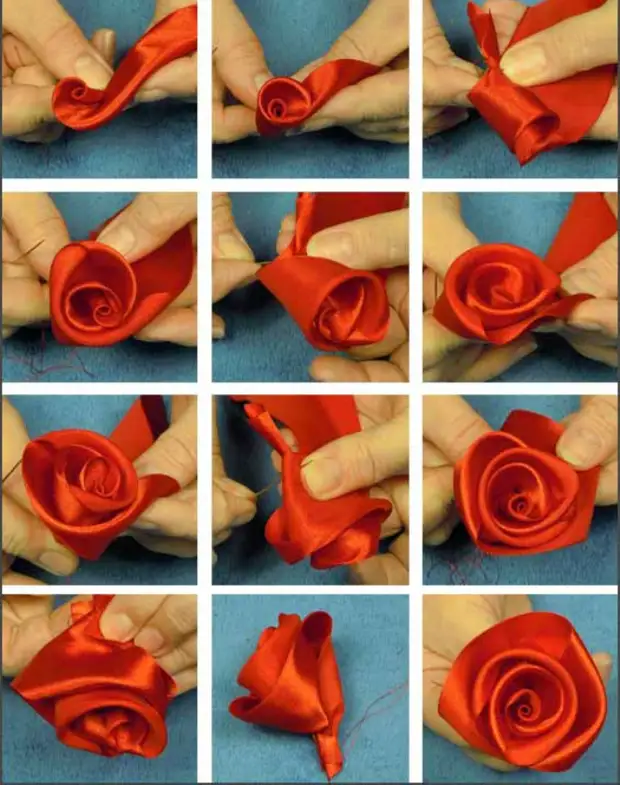 Едноставен и прекрасен начин да направите цвеќе од ленти 6