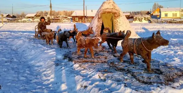 Ing taun anyar - patung asli anyar saka manure Yakutian