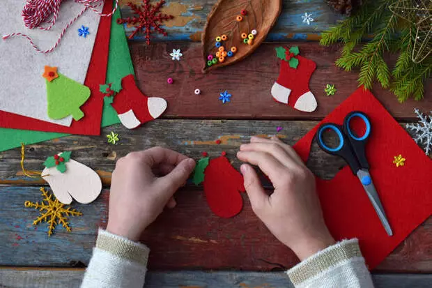 A selection of simple Christmas decorations that are easy to do with your own hands