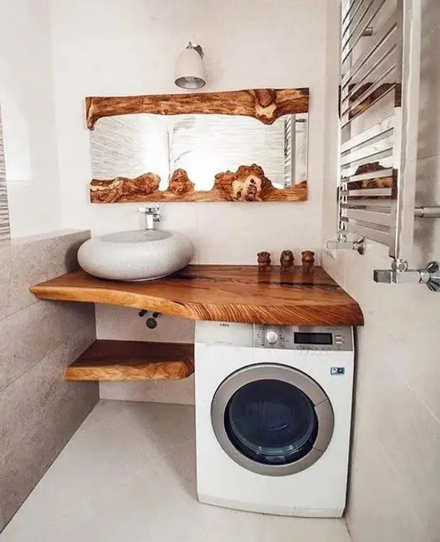 13 ways to imperibly hide the washing machine in the bathroom. Interesting solutions