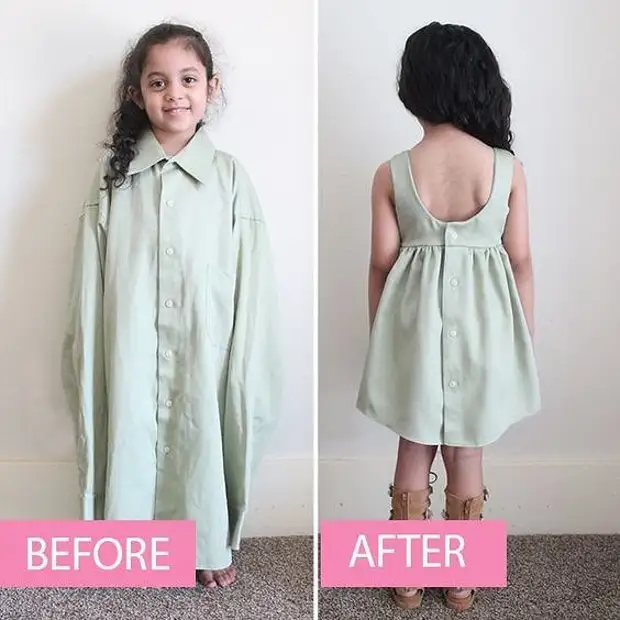 We sew a pretty outfits from unnecessary shirts - see the selection of ideas