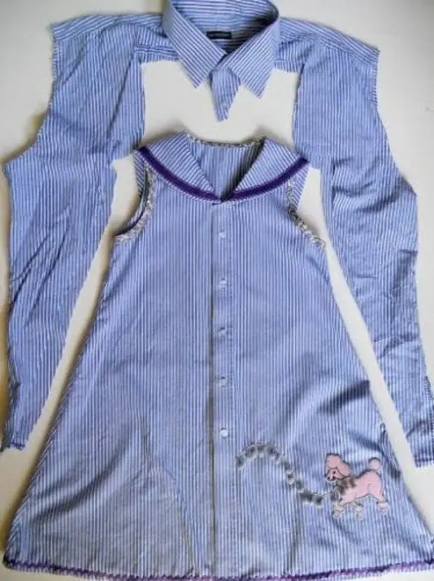 We sew a pretty outfits from unnecessary shirts - see the selection of ideas