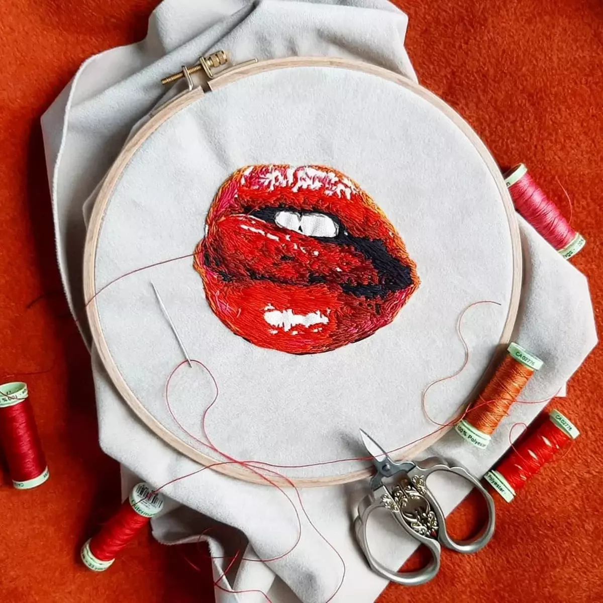 Colorful patterns created by needle and thread: needlework Instagram week